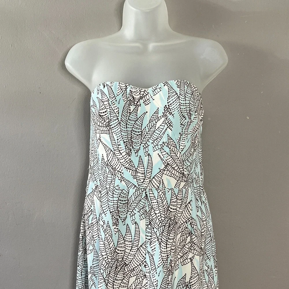 H & M Strapless Leaf Print Jumpsuit Resortwear‎ Coastal Cowgirl Crop Wide-Leg 10 - Picture 4 of 14